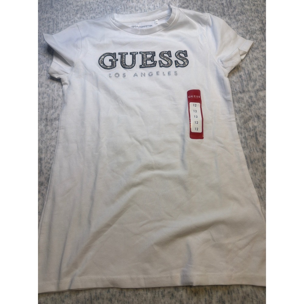 Guess Kids White Short Sleeve T Shirt Los‎ Angeles Graphic Size 12 NWOT